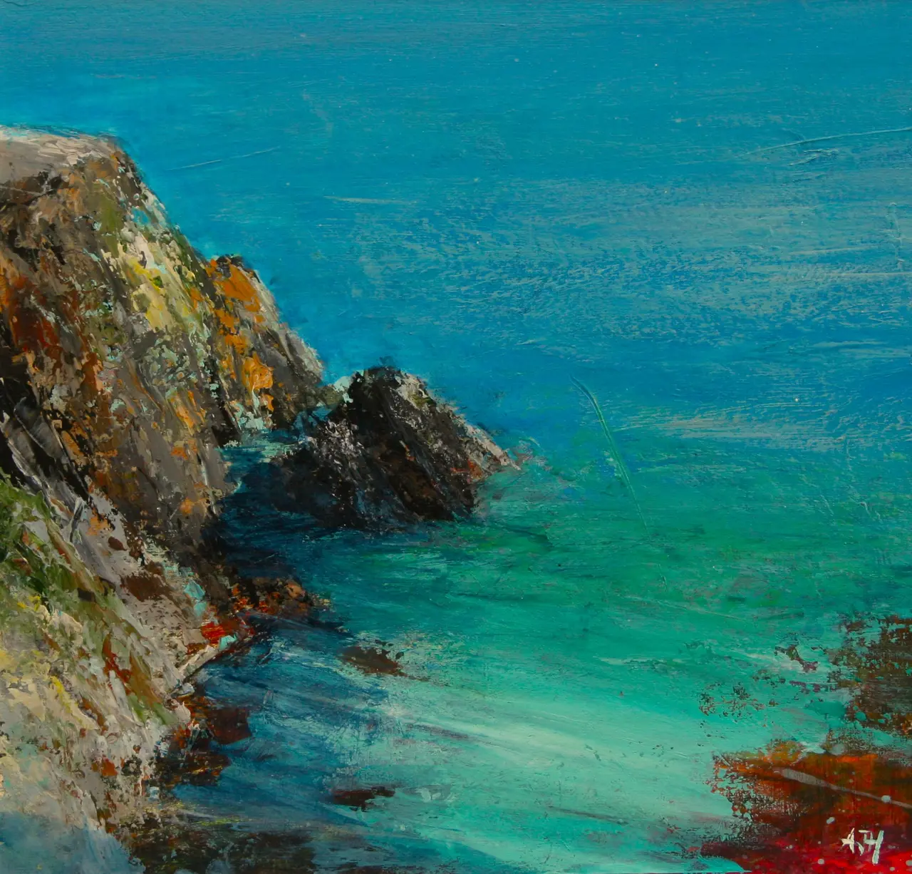 Amanda Hoskin - turquoise seas at portscatho, cornwall